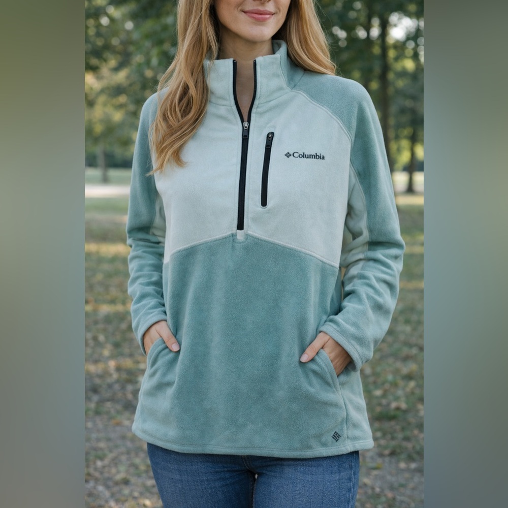 Columbia Two-Tone Teal Fleece Pullover